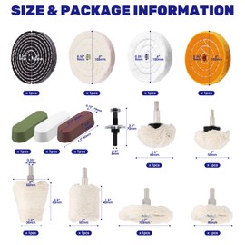 Waltool 13Pcs Buffing Wheels with 1/4" Drill Shank and Polishing Compounds Kit for Drill, Buffer Wheels Pads for Stainless Steel Aluminum Glass Chrome Jewelry Wood Plastic Ceramic