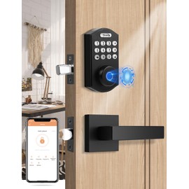 Tinewa Fingerprint Door Lock, Keyless Entry Door Lock, Electronic Keypad Deadbolt, Auto Lock, Anti-Peeking Password, Front Door Handleset for Homes, Apartments, Easy to Install