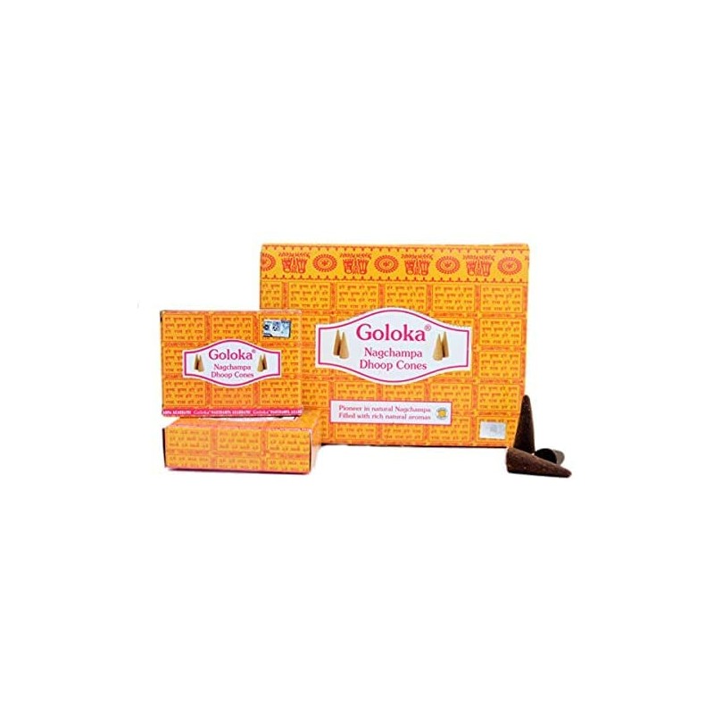 Goloka Nagchampa Dhoop Cones Incense Cones 120 Incense Cones 12