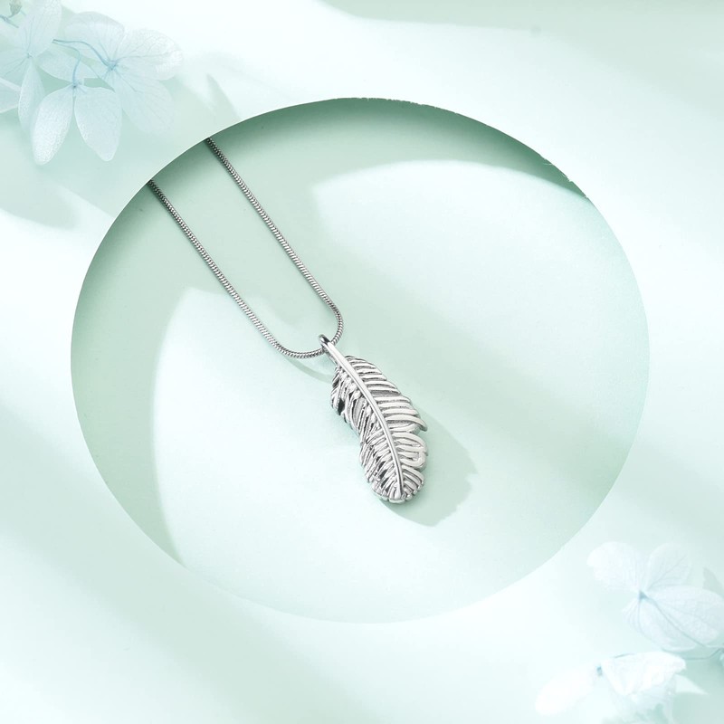 Cremation Jewelry Memorial Urn Necklace for Ashes Feathers Urn Pendant