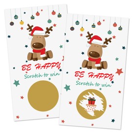 REWIDPARTY Christmas Elk Scratch Off Cards(Pack of 30) Christmas Party Games Vouchers Festive Raffle Tickets Christmas Holiday Games Supplies Activity for Kids and Adults.