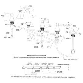 Roman Tub Faucet Black 5 Holes Deck Mount Brass Bathtub Filler with Hand Shower for Bathroom