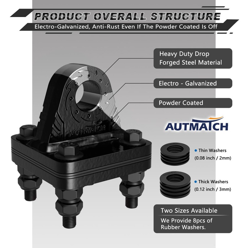 AUTMATCH D Ring Shackle Mount (2 Pack) - 52,910 lbs