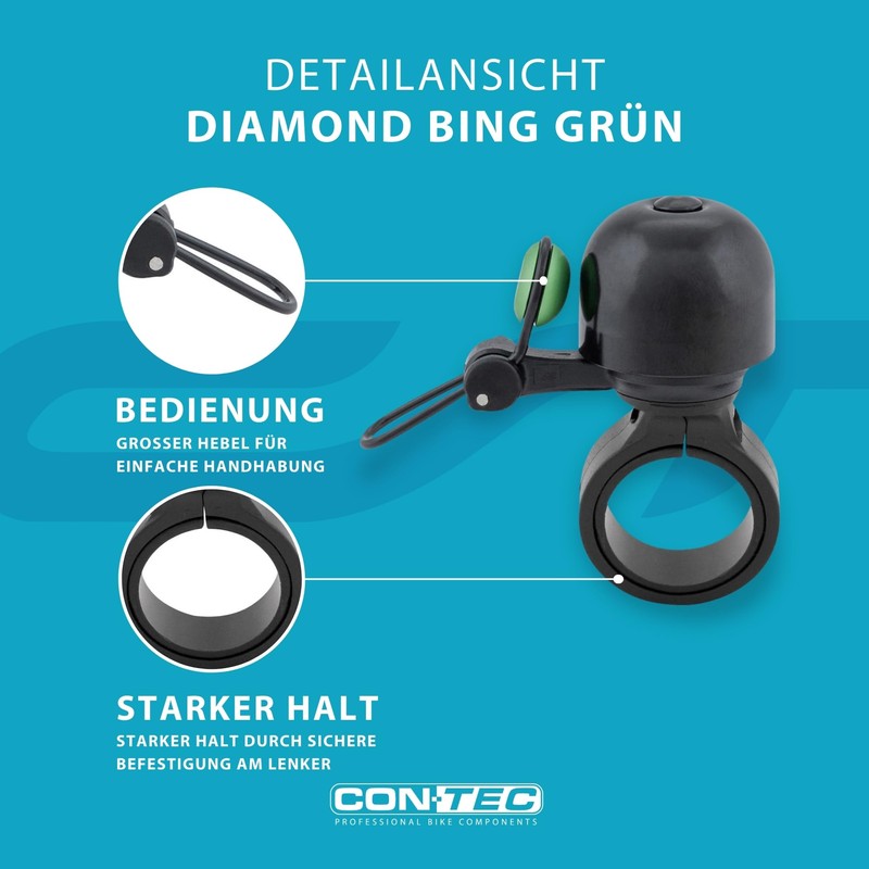 CONTEC Bike Bell Diamond Bing Bike Bell 26mm Diameter Standard