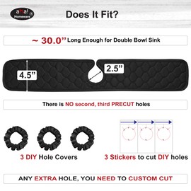 Kitchen Sink Splash Guard 30 in: AHA HOMEWARE Faucet Mat for Kitchen Sink 2 holes for Soap Dispenser with DIY Cutting Toolkit (Black)