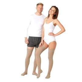 Pani TERESA MEDICA Compression Stockings, Thrombosis Stockings, Medical Compression Socks, Over the Knee Stockings, Women and Men, beige