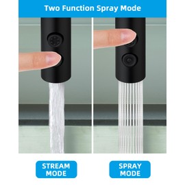 Hibbent Pull Out Sink Sprayer Head Replacement, 2 Function Kitchen Faucet Head, Bathroom Pull Down Spray Head with G1/2 or 13/16 Inch Male Connector, Matte Black
