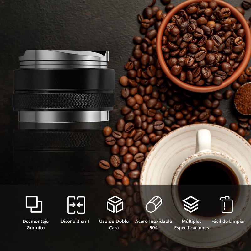 Tamper de Café, Profundidad Ajustable en Ambos Lados，Herramienta de Martillo