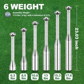 Adjustable Macebell for Strength Training, 6-in-1Premium Steel Indian Club or Full Body Workouts, Shoulder, Grip & Rotational Training, steel mace(6.3-17.6Lbs) Mace for Men & Women