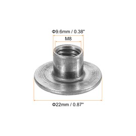 sourcing map M8 T-nuts, 12pcs Carbon Steel Tee Nut Round Base Weld Nuts 10mm Height Through Hole Flange Insert Female Thread Plate Nuts, Dark Gray