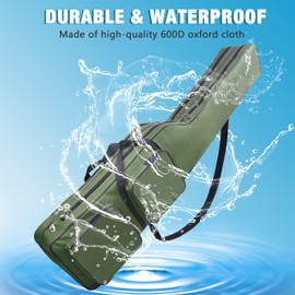 SILANON Fishing Rod Case, Portable Fishing Pole Bag Case 4.27ft Waterproof Fishing Rod Reel Carrier Bag Organizer Large Capacity Fishing Tackle Storage Bag Travel Carry Case Gift for Men