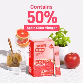 LIVELING] Apple Cider Vinegar Liquid Stick l Grapefruit Flavor, Natural Cleanse with Premium Nutritional Ingredients, pH Balance, Zero Sugar, Easy Cut & Easy Mix (30 Sticks)