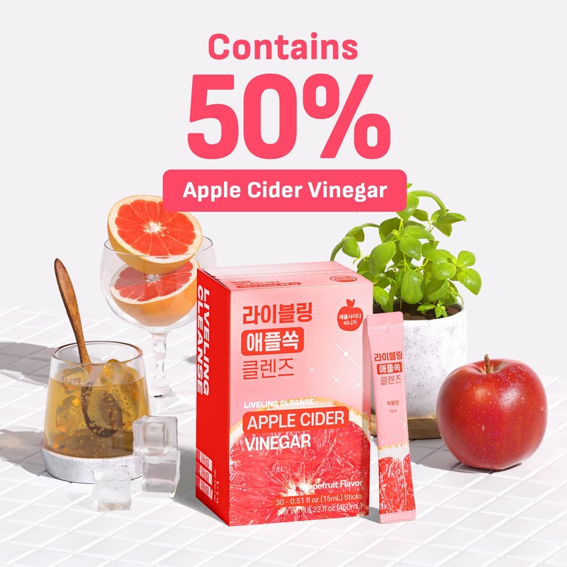 LIVELING] Apple Cider Vinegar Liquid Stick l Grapefruit Flavor, Natural