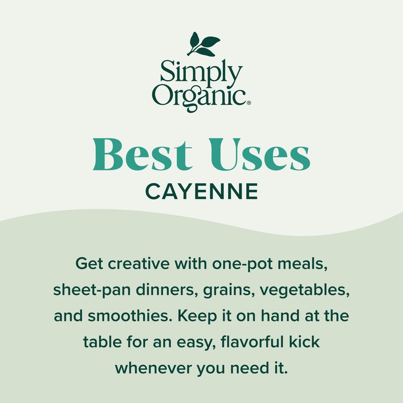 Simply Organic Cayenne Pepper, 2.89 Ounce, Pure, Organic Cayenne Peppers,