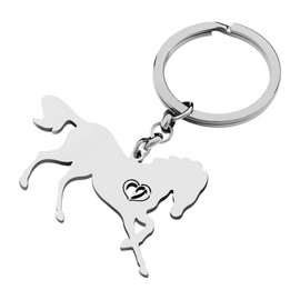 WEVENI Alloy Running Horse Keychain Accessories Enamel Jewelry for Women Girls Car Wallet Charms, Derby Horse Silver A