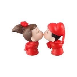 Leadigol Chinese Traditional Wedding Couple Figures Statue Wedding Kissing Couple Sculpture Bride and Bridegroom Weeding Mini Figurines Valentine's Day Gift