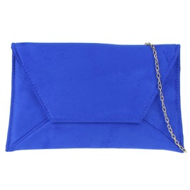 Girly Handbags Womens Plain Suede Clutch Bag - Royal Blue