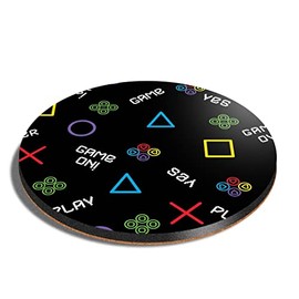 1 x Round Coaster - Game Gamer Computer Gaming Cork Backed MDF Glossy Tea Coffee Accessory #170578