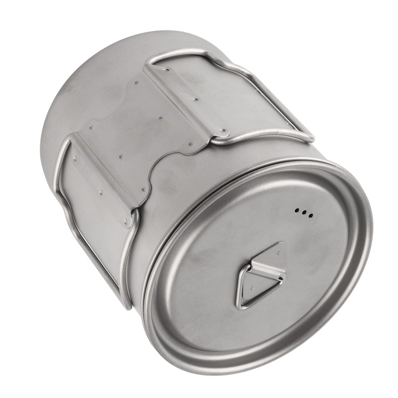 Outdoor Drinking Cup with Foldable Handle Titanium Mug with Lid
