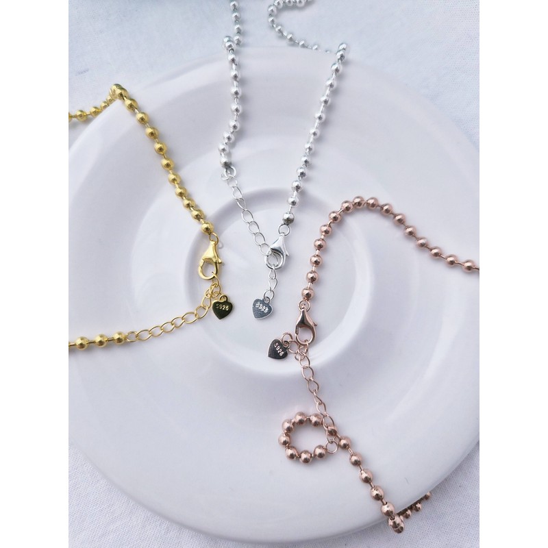 Silver 925 ball chain 3mm layered silver necklace 45cm /