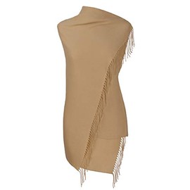 Fiolini Pashmina Scarf Stole Shoulder Scarf for Women – Elegant & Very Soft – Made in Italy, Camel