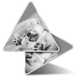 2 x Triangle Stickers 10cm - BW - Sleepy Shiba Inu Puppy Dog Laptop Tablet Luggage Scrapbook #38651