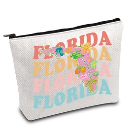 ENSIANTH Florida State Map Cosmetic Bag Florida Vacation Gift Sunshine State Florida Lover Makeup Bag Florida Tourism Bag (CA Florida MU)