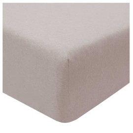 Sleepdown Jersey Melange Beige Warm Cosy Easy Care Plain Yarn Dyed Bed Linen-90cm x 200cm x 25cm, Polycotton, Fitted Sheet 90 x 200 x 25cm