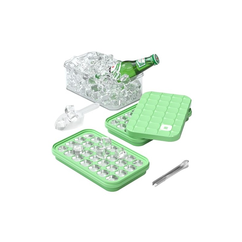 Ice Cube Tray, Ice Cube Tray with Lid and Container,