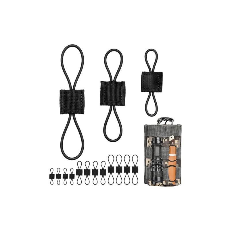 ManTangSun 15PCS Tactical Bag Molle Attachment,3 Sizes Elastic Molle Webbing