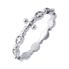 Katarina Rosary Ring 925 Sterling Silver Jewelry Catholic Christian Religious Cross Prayer Ring(KR 11)