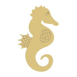 Seahorse Design by Lines Cutout Unfinished Wood Animal Sea Beach Nautical MDF Shaped Canvas Style 1 Art 1 (24")