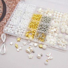 BOMULEZG White Beads Set, Bracelet Set, Make Your Own Beads for Threading, White Beads for Bracelets, Beads for Threading Adults, for DIY Beads for Jewellery Making, Creation (3)