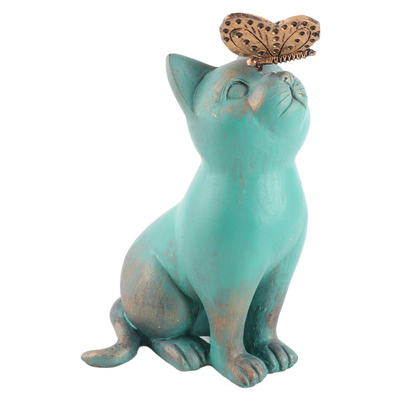 Cat with Ornament, Resin Cat Statue, Retro Style, Mottled Texture,