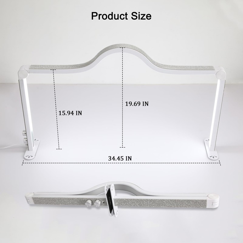 Half Moon Light for Nail Desk, 34.5In Foldable Square Nail