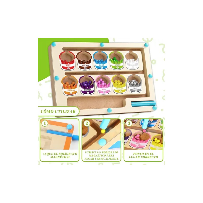 Heibago Laberinto Magnético de Madera Montessori para Niños 3 Años