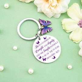 igvean Christian Gifts for Women Bible Verse Gifts Purple Butterfly Keychain Baptism Favors Inspirational Religious Gift for Women Friends Bestie Mother Bible Accessories