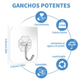 30 PCS Ganchos Adhesivos para Pared, Impermeables y Autoadhesivos, Clavos Adhesivos para Pared Cosas para El Hogar, Gancho de Acero Inoxidable Impermeable, Ganchos Transparentes