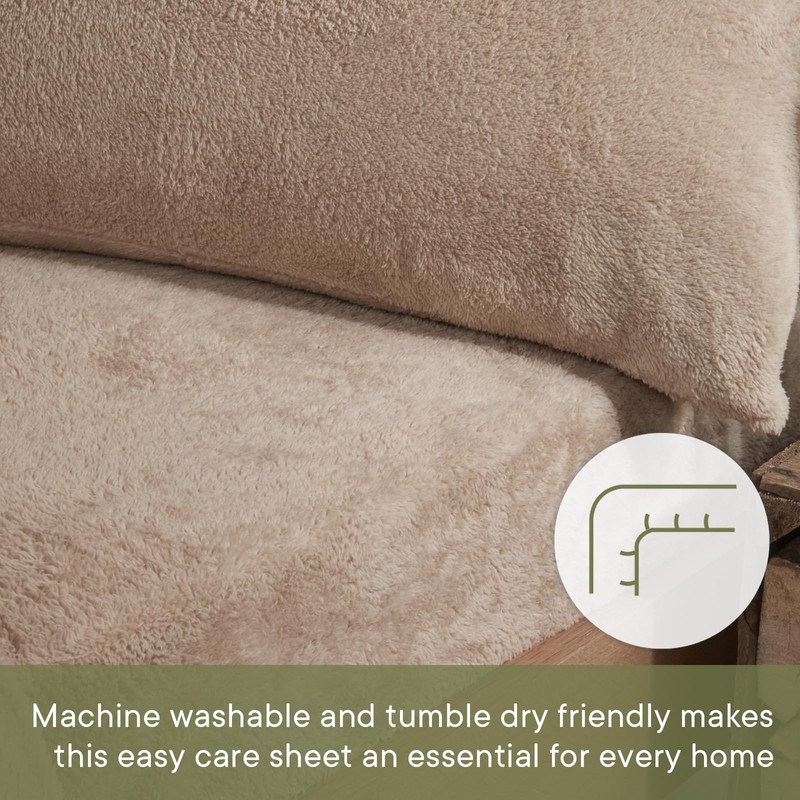 Brentfords Teddy Fleece Fitted Bed Sheet Thermal Warm Soft Luxury