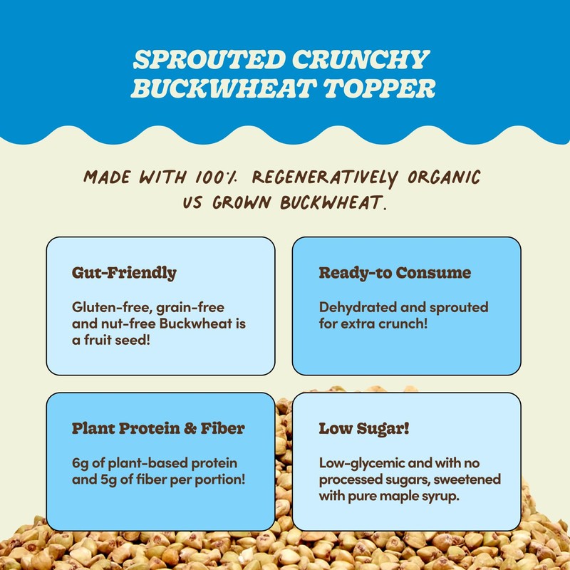 Lil Bucks Sprouted Regeneratively Grown Buckwheat Seeds– Paleo Cereal, Gluten-Free