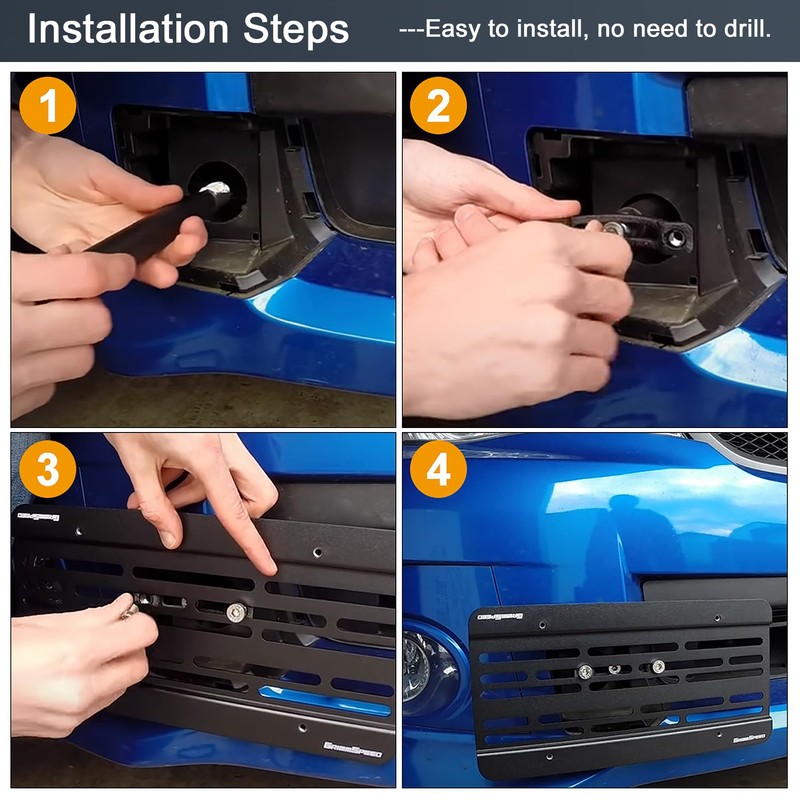 CNSPEED Front Bumper Tow Hook License Plate Mount Relocator Bracket