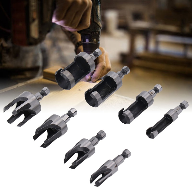 8PCS Set Wood Plug Cutter Drill Bit Hex Shank 4PCS