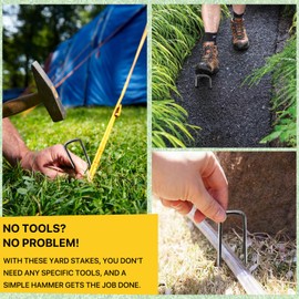 Galvanized 6inch 25 Pack Landscape Staples,12 Gauge Lawn Staples, Sturdy Garden Stakes for Effortlessly Securing Weed Barrier Fabric,Ground Stabilization, and Tackling Outdoor Yard Work Projects.