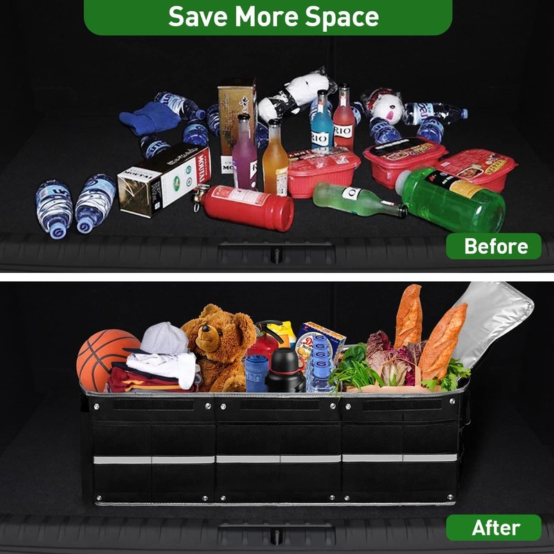 Snuopfy Car Trunk Organizer,115L Heavy Duty Collapsible Trunk Storage, with