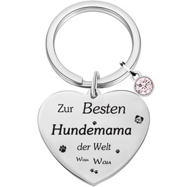 Mum Gift "Beste Mama der Welt" Keyring "Zur Besten Hundemama der Welt" [German Language] Jewellery Mother's Day Gift Birthday, silver