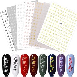 LANODO 7 Pieces Nail Stickers Alphabet 3D English (7 Colors) Alphabet Beautiful Nail Sticker DIY (2244)