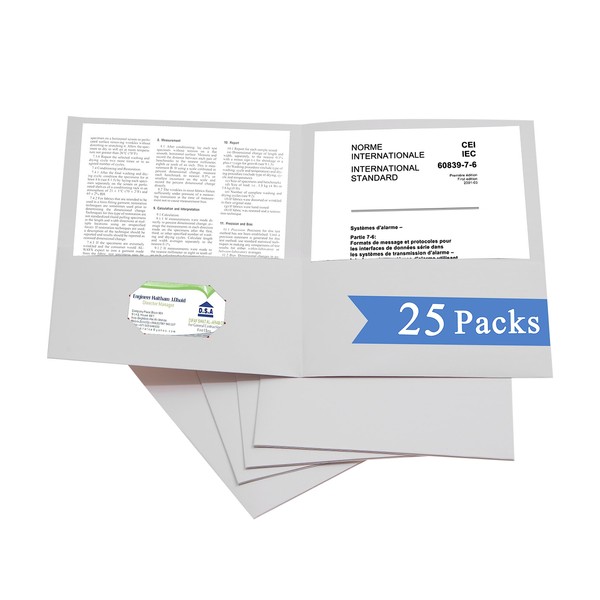 Zzrywuty 25 Packs Two Pocket File Folders with Business Card