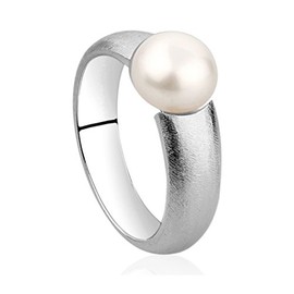 Nenalina Women's 925 Silver Ring with Freshwater Pearl, Silver, Pearl