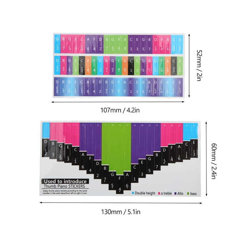 Piano Keyboard Stickers, 21 Tone Thumb Piano Universal, Colorful Kalimba