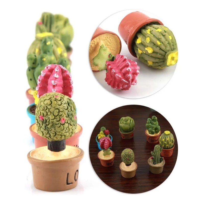 L 7pcs Pequeño Cactus Miniatura Suculentas Plantas Decora Z